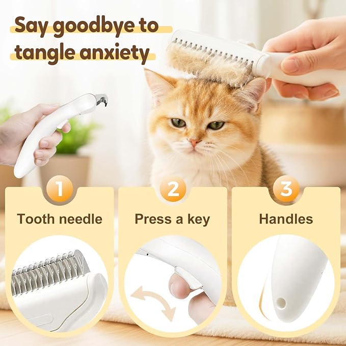Pet Grooming Brush, 2026 Upgrade Undercoat Rake, Dematting Comb for Dogs and Cats, Removes Tangles Knots and Loose Fur Designed for Thick Coats Long Hair Daily Pet Grooming Use