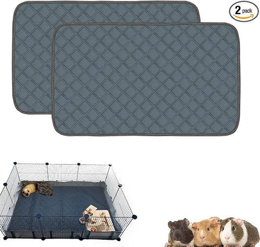 2 Pack Guinea Pig Cage Liners for C&C 2x3 Habitat Guinea Pig Bedding Washable | Super Absorbent | Waterproof | Non Slip | Reusable Guinea Pig Pee Pads for Small Animals Cages - 41.3" x 27.6"