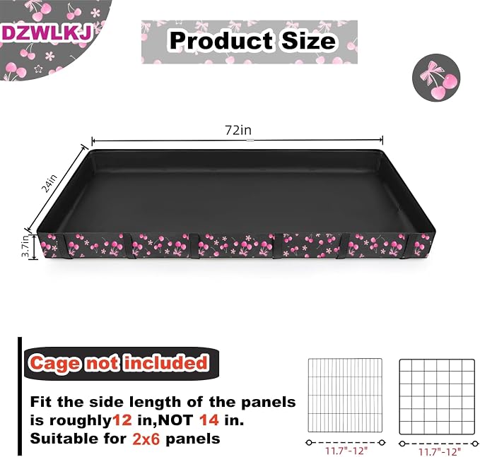 DZWLKJ Guinea Pig Cage Liner,Washable Tarp Bottom Base,Cherry Graphic,24"x72", Reusable for Rabbit, Chinchilla, Hedgehog, Ferret & Other Small Animals.