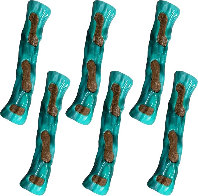 Dog Bones Chew Toys for Aggressive Chewers, 6 Pack Real Beef Flavor,Indestructible Dog Teething Chew Toys for Large/Medium/Small Breed,Tough Toy with Durable Nylon
