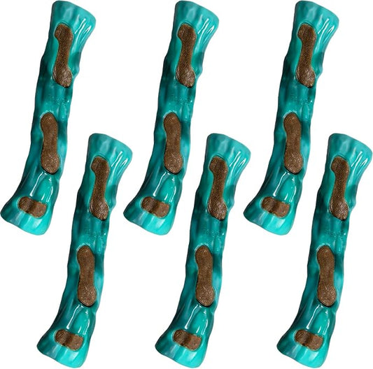 Dog Bones Chew Toys for Aggressive Chewers, 6 Pack Real Beef Flavor,Indestructible Dog Teething Chew Toys for Large/Medium/Small Breed,Tough Toy with Durable Nylon