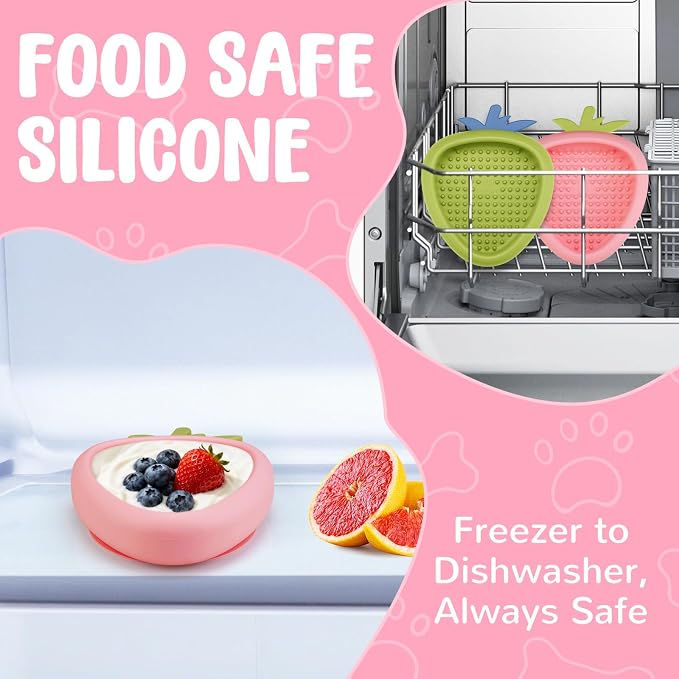 Freeze Dog Lick Bowl, Animire Non-Slip Slow Feeder Lick Mat for Dogs, Silicone Dog Enrichment Bowl for Distraction Anxiety Relief Boredom, BPA Free, Dishwasher Safe(Pink,L)