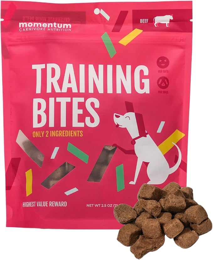 Momentum Carnivore Nutrition Freeze-Dried Beef Bundle – Beef Heart Treats and Training Bites – Single & Two-Ingredient Dog & Cat Treats – Grain-Free, High Protein, USA Made – 3.5 oz + 2.5 oz