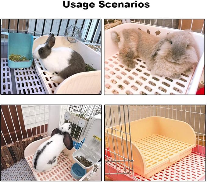 2 Pcs Guinea Pig Bed Mat Washable, Rabbit Winter Bed Pad for Indoor, Warm Small Animal Bed Mattres & Large Rabbit Litter Box, Small Animal Potty Trainer, Bunny Corner Toilet Box for cage