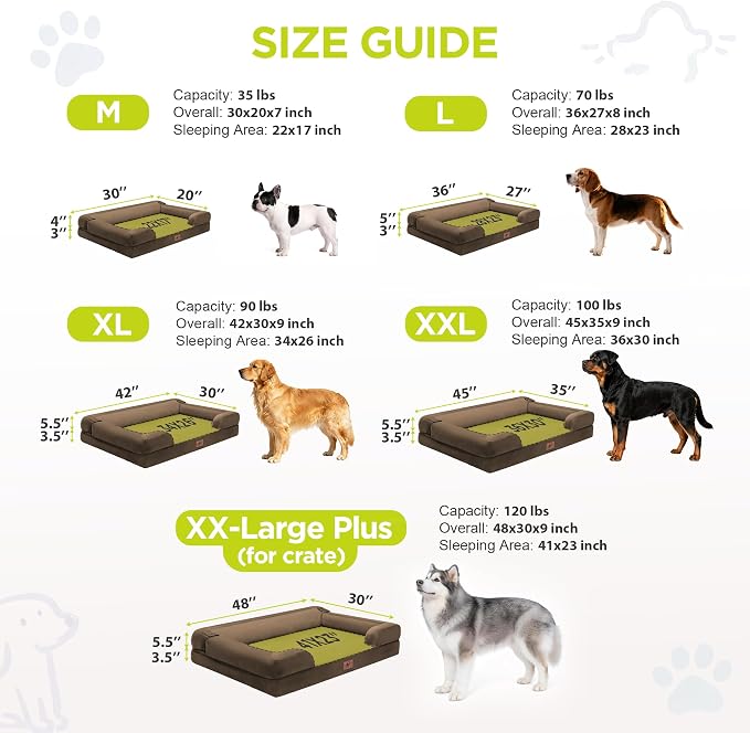 Extra Large Dog Bed-Washable Orthopedic Huge Pet Bed for Big Dogs Waterproof Couch Memory Foam Sofa Bolster with Removable Cover,48 x 30