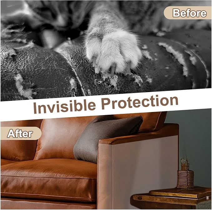 uxcell Anti Scratch Furniture Protector, 2 Rolls 118" x 12" Single-Sided Sticky Couch Protector from Cat Claws, Clear Protectors from Cats Scratching for Sofa Corners, Walls, Doors
