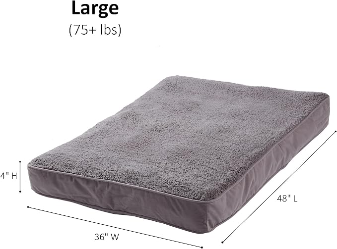 Happy Hounds Daisy Deluxe Supportive Sherpa Dog Bed, Large (48 x 36 in.), Pewter