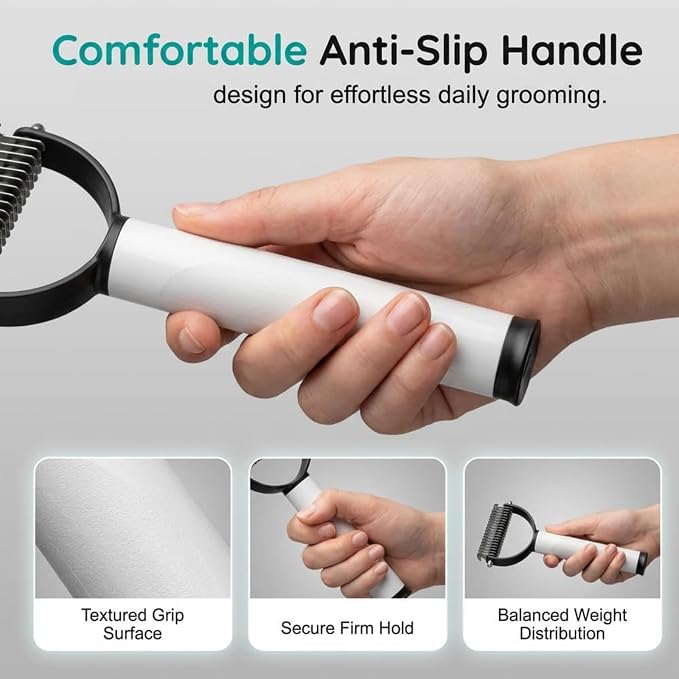 Double Sided Dematting Comb for Cats & Dogs, 2026 Upgrade Undercoat Rake Deshedding Grooming Tool, Multi-Functional Pet Detangling Comb, Double Sided Lint Remover Comb with Lint Roller (black)