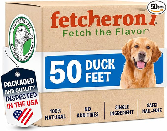 Premium Duck Feet for Dogs - Natural Dehydrated Treats - Whole Poultry Digestible Chews - for Pets (50 Count)