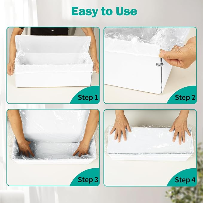 Trash Bags Compatible with Popur X5 Litter Box - with Elastic Band, Thickened Design for Popur X5 Self-Cleaning Cat Litter Box/Home Trash Bags (100 Pcs)