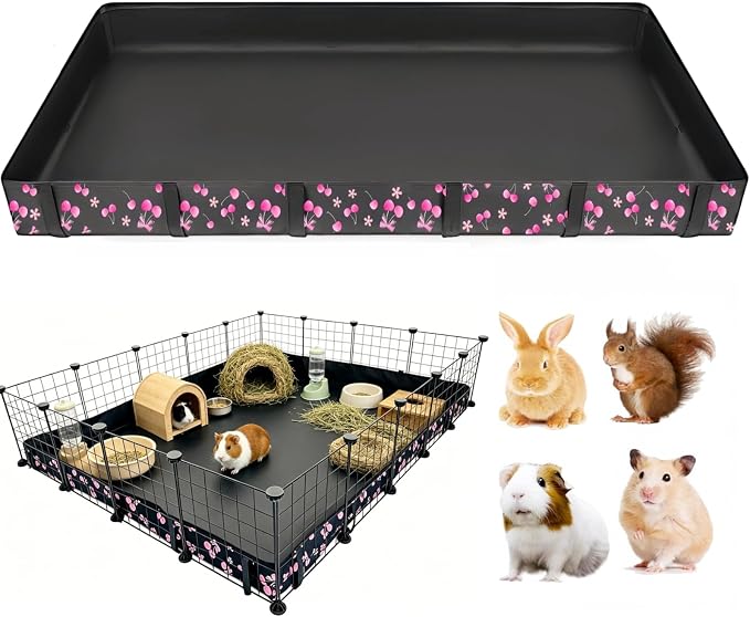 DZWLKJ Guinea Pig Cage Liner,Washable Tarp Bottom Base,Cherry Graphic,48"x60", Reusable for Rabbit, Chinchilla, Hedgehog, Ferret & Other Small Animals.
