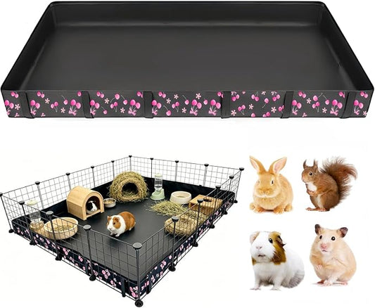 DZWLKJ Guinea Pig Cage Liner,Washable Tarp Bottom Base,Cherry Graphic,48"x60", Reusable for Rabbit, Chinchilla, Hedgehog, Ferret & Other Small Animals.