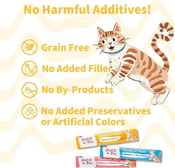 Cat Treats, High-Meat Lickable Cat Treats, Variety Pack – Real Chicken & Seafood – Smooth Creamy Purée – Grain-Free – (15g Each) (Chicken Mix 36 Tubes)