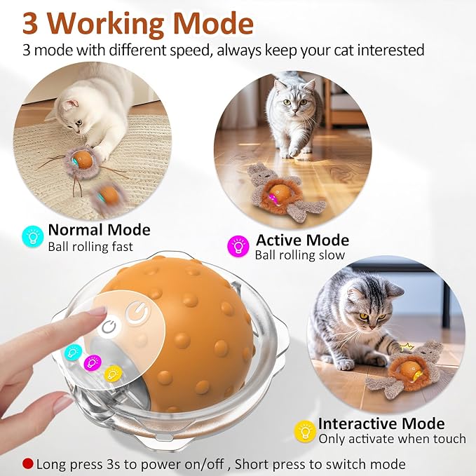 Sofolor Interactive Cat Toys for Indoor Cats, Electric Cat Mouse Toy, Automatic Kitten Toys for Bored Indoor Adult Cats, Motion Activated, Fast Rolling On Carpet, USB Rechargeable