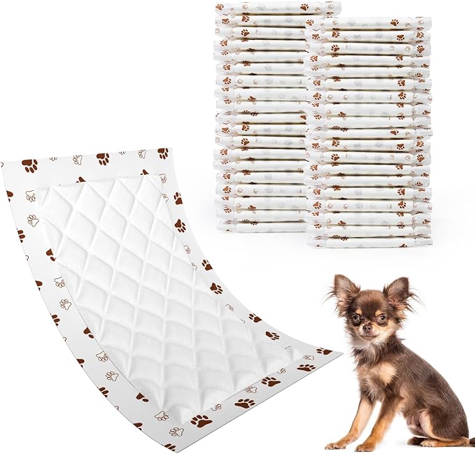 MICOOYO Dog Diaper Liners, Dog Diaper Pads, Disposable Dogs Booster Pads for Puppy, Belly Band Dogs Diapers Liners Male Doggie Diapers Inserts (Paws, XS 25Count)