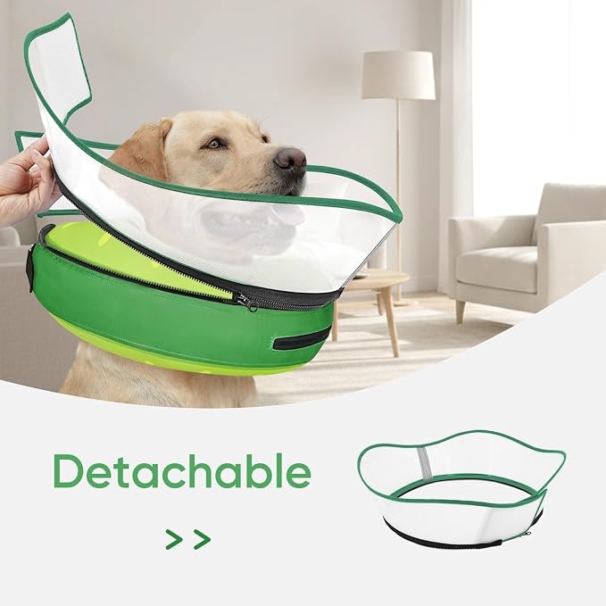 Supet Raised Inflatable Dog Cone After Surgery - Adjustable Recovery Donut Collar with Removable Shield to Stop Licking Wounds & Protect Stitches - Soft Dog Cone Alternative for Large Dogs (Kiwi,XXL)