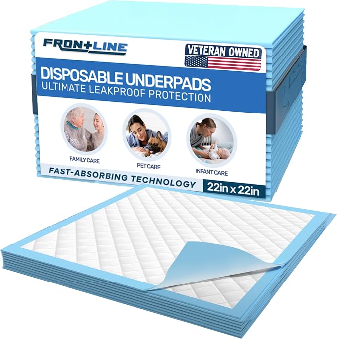 Puppy Pee Pads 22" x 22" 320 Pack, Ultra Absorbent Leakproof Potty Pads for Puppies, Small Dogs, and Cats, Heavy-Duty, Fast-Drying, Wee Wee Pads for Indoor Training and Crates by FRONTLINE