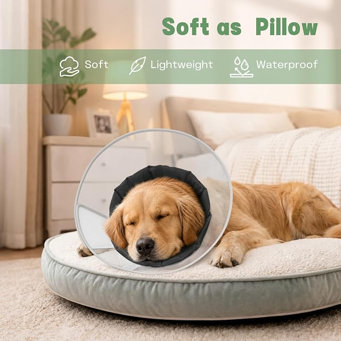 Dog Cone Collar to Stop Licking with Soft Liner, Comfortable Elizabeth Recovery Collar for Large Medium Dogs After Surgery, Pet Neck Head Cone Alternative,M