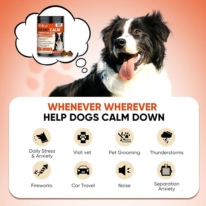 Calming Chews for Dogs-Dog Calming Chews Anxiety Relief Bites with Melatonin HMP for Dog Relaxing Aid-Car Anxiety Fireworks and Thunder Stress Relief Treats Supplements for Puppies Small All Dogs