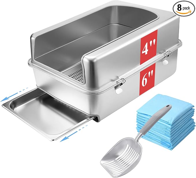 Pull-Out Sifting Cat Litter Box with Lid for Pine Pellets (23.5" L x 15.6" W x 10" H)