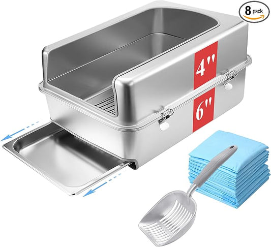 Pull-Out Sifting Cat Litter Box with Lid for Pine Pellets (23.5" L x 15.6" W x 10" H)