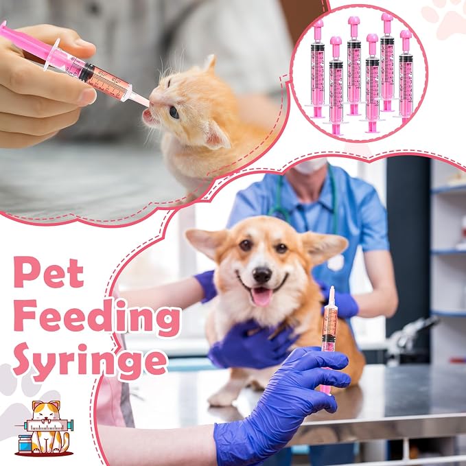 TrelaCo 100 Pack 5ml Syringes with Caps, Colored Plastic Measuring Syringe for Liquid, Pet Feeding, DIY, Party, Craft, Individually Sealed and Wrapped(Pink)