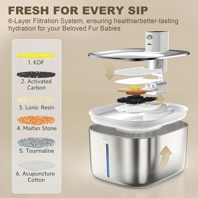 Wireless Cat Water Fountain Stainless Steel,4.2L Cordless Pet Fountains for Dringking,4000mah Battery Operated Cat Water Pountain,Automatic Dog Dispenser w Pen Cat Toys