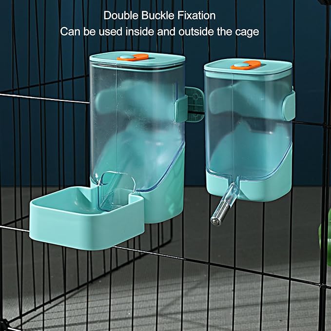 23.67oz Pet Water Feeder Bottle,Stainless Steel Cage Hanging Water Dispenser for Dogs,Cats,Hamsters,Rabbits (Green)