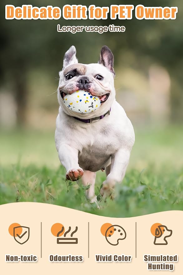 Moonorange 2Pcs Bone Dog Balls+Rugby Dog Toys for Aggressive Chewers, Indestructible Tennis Balls for Dogs (Bone+Rugby)
