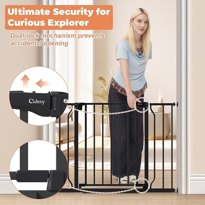 Baby Gate for Stairs No Drilling, 29"-40" Auto Close Dog Gate Indoor | Doorways & Stairs, Pressure Mounted Adjustable Pet Gate, Easy Walk Through Child Gate for Children & Pets Stroller Friendly