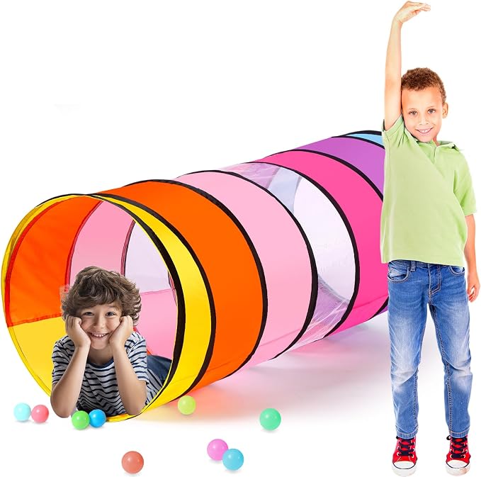 27.6 Inch Large Play Tunnel for Kids Colorful Play Tent Crawl Tunnel Toddlers Babies Children or Dogs, Collapsible Gift for Boy Girl Toys Indoor Outdoor(1 Pcs)