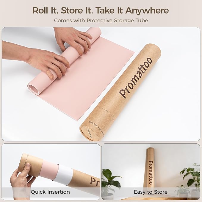 Extra Large Silicone Mat for Countertop & Table with Gift Tube Packaging, Thickened Non-Slip Heat Resistant Table Protector, Cuttable Waterproof Kitchen Prep & Kids Craft Mat