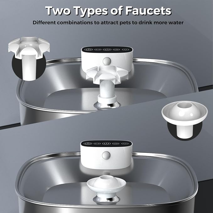 Cat Water Fountain Stainless Steel- 108oz/3.2L Pet Fountain with 4 Replacement Filters, Motion Sensor& 3 Working Modes, Cordless Automatic Dog Water Dispenser for Cats, Dogs, and Small Pets