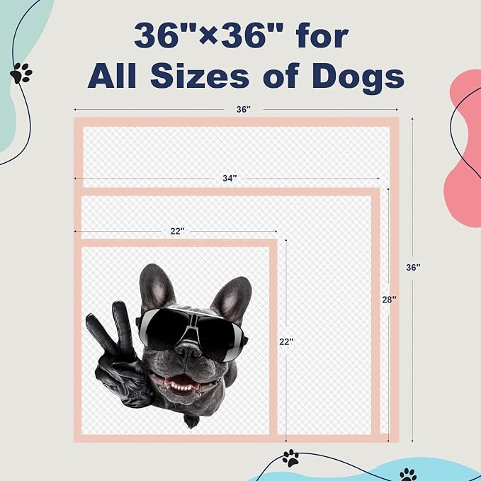 Dog Pee Pads Extra Large 36" × 36" - 45 Count XXXL Urine Underpads, Pink Doggy Pads ｜Disposable Dog Training Pads, Super Absorbent & Leak-Proof & Quick Drying Potty Pads