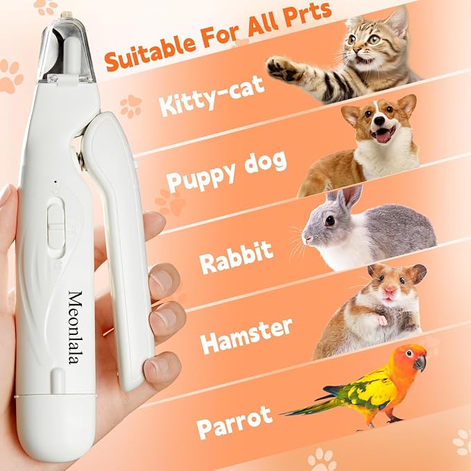Dog Nail Clippers with Light and Dog Nail Grinder Quiet, Dog Nail Trimmers | 2-in-1 Pet Nail Grinder for Dogs with Guard, Cat Nail Trimmer, Cat Nail Clipper, Dog Nail File, Silent Groom Pro Nail Grinder