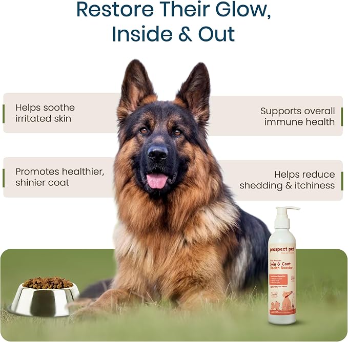 Skin & Coat Health Booster - Wild Alaskan Salmon Oil for Dogs, Liquid Omega 3 Fish Oil Supplement with EPA & DHA Fatty Acids for Coat, Itchy Dry Skin Relief, Shedding, Joints, 8 oz