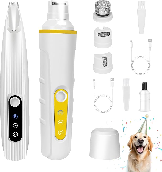 FURBONA Upgraded Dog Paw Trimmer and Dog Nail Grinder Bundle