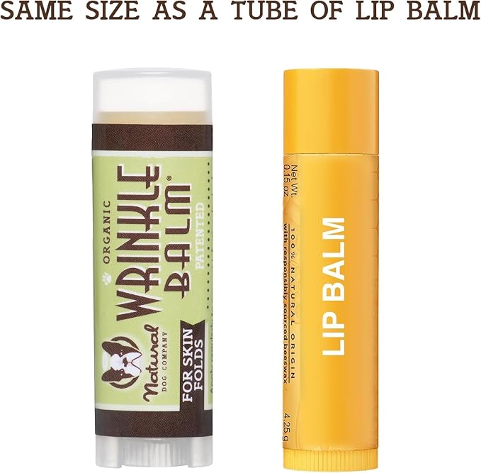 Natural Dog Company Wrinkle Balm Bundle, (1) 2 oz. Tin & (1) Travel Stick, Dog Dry Itchy Cream and Lotion, Moisturizes & Soothes Irritated Skin, Yeast Infection, Protects from Cracks & Wounds