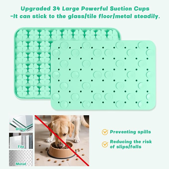 Dog Lick Mat, 23.6"x 15.7" Large Silicone Snuffle Mat with Suction Cups, Slow Feeder for Small Medium Large Dogs Slow Eating, Boredom Reducer (Green)