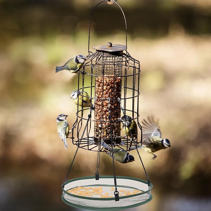 FoldTier 2 Pieces 16 Inch Universal Wild Bird Seed Catcher Hanging Hoop Platform Bird Seed Catcher Tray for Hummingbird Feeders Bee Feeder Outdoor Garden Accessories
