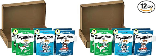 Temptations Cat Treats Classic Crunchy and Soft Seafood Lovers Variety Pack,3 oz. Pouches,(Pack of 12)