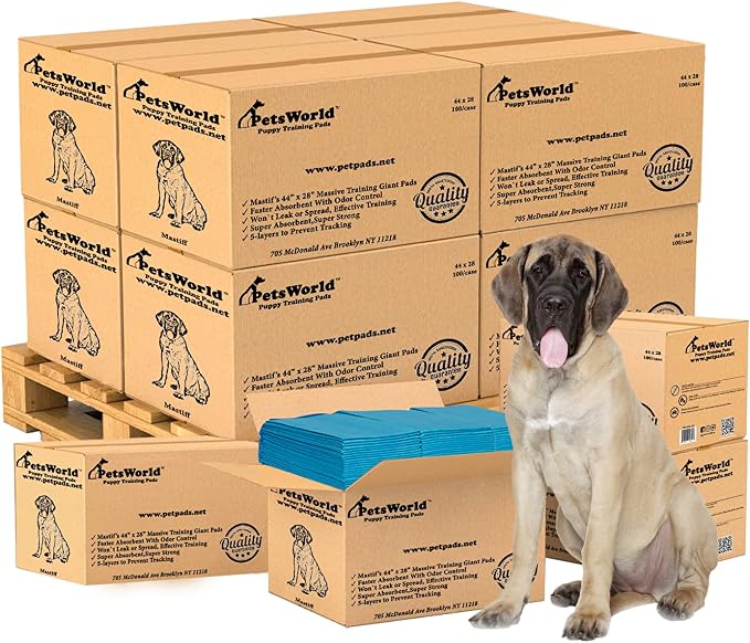 PetsWorld 2XL Dog Pee Pads 28"x44" 1200 Count – Extra Large Pet Pee Pads for Dogs & Puppies, Heavy Duty Leak-Proof Dog Training Pads, Super Absorbent Quick-Dry Potty Pads with Odor Control