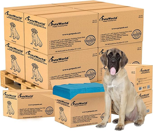 PetsWorld 2XL Dog Pee Pads 28"x44" 1200 Count – Extra Large Pet Pee Pads for Dogs & Puppies, Heavy Duty Leak-Proof Dog Training Pads, Super Absorbent Quick-Dry Potty Pads with Odor Control