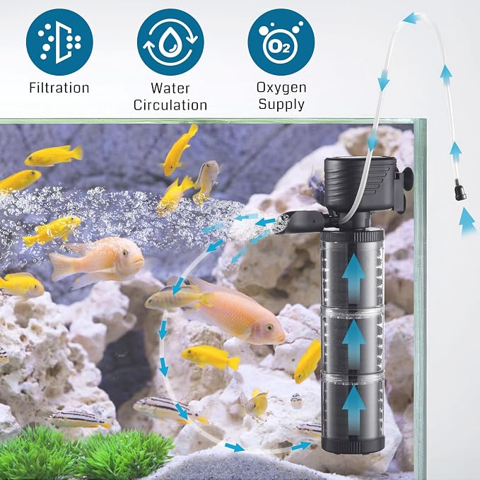 SainSmart XpertMatic Aquarium Filter for 70-120 Gallon Tank +Aquarium Air Pump Dual Outlet