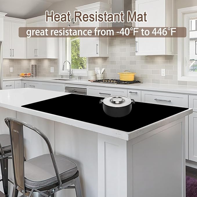 24''x24''(60cmx60cm) Silicone Mat for Kitchen Counter, Non-Slip Heat Resistant Countertop Protector, Waterproof Durable Kitchen Mat for Countertops, Islands (Semitransparent)