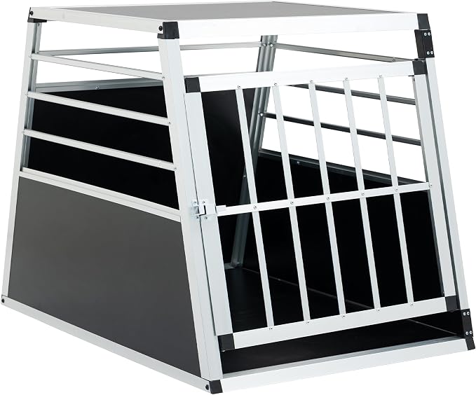 Premium Aluminum Pet Transport Box – Heavy-Duty, Ventilated, Lockable Travel Crate for Dogs & Cats – Space-Saving Trapezoidal Design, Portable Car Carrier with Durable Construction
