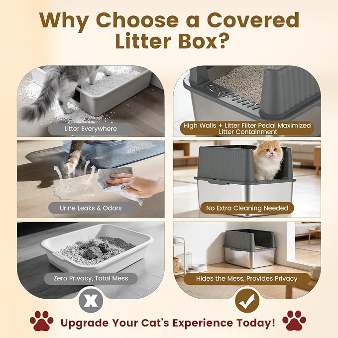 Stainless Steel Cat Litter Box, 11.8" High-Sided Litter Pan for Kittens & Small Cats, Easy to Clean Non-Stick Design, Low Entry, Stainless Steel Won't Absorb Odors