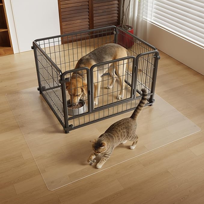Clear PVC Floor Mat, 1.5mm Thick Waterproof Protective Mat for Hard Floors, Under Refrigerator, Pet Bowls, or Appliances – Cuttable, Easy to Clean (54"x 54")