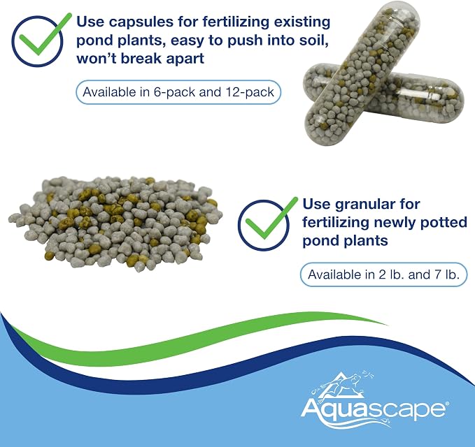 Aquascape Once-A-Year Pond Plant Fertilizer Capsules, 6-Pack, Easy Annual Feeding for Aquatic Plants, Safe for Fish, 89010