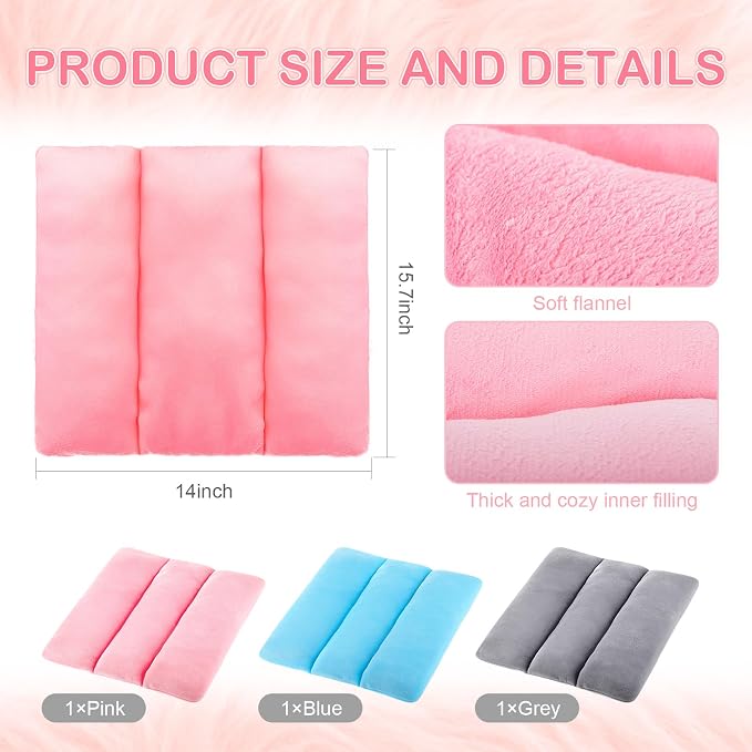 Weysat 3 Pack Rabbit Bed 15.7 x 14 Inch Soft Thickened Bunny Rabbit Bed Bunny Mat Concave Cushion Plush Mat for Indoor Outdoor Cage Sleeping Supplies